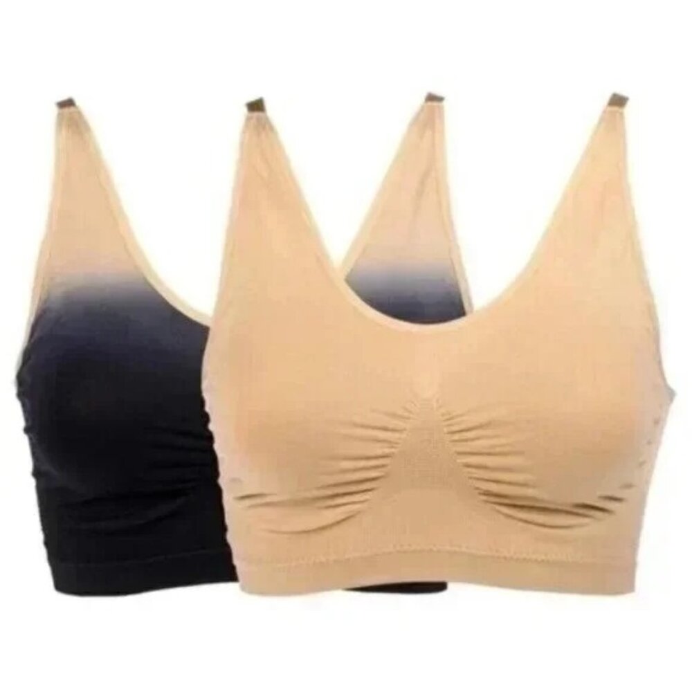 Rhonda Shear 2 Pack Ombre Seamless Ahh Bra Size 3X Black Beige Neutral Intimate